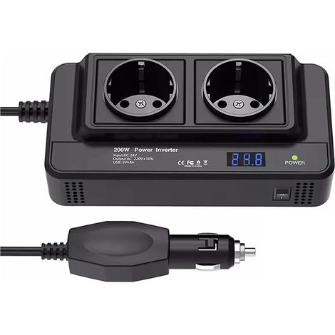USB 400W High-Power Accessories DC to AC 12V to 220V Cigarette Lighter 200W Car Inverter Automatic AC Plug Mounting (1/5)