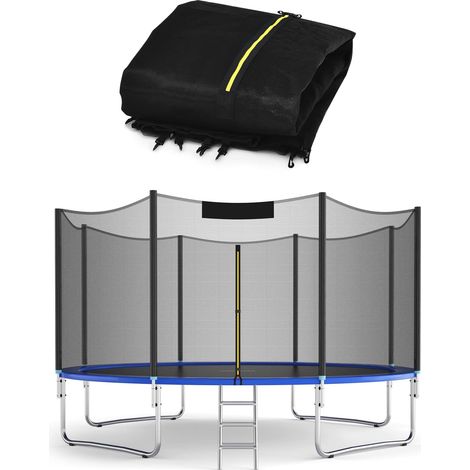 Goplus – Filet de protection pour trampoline D.305cm – Hauteur 180cm – Résistant aux UV et intempéries – Double fermeture éclair avec boucle de sécurité