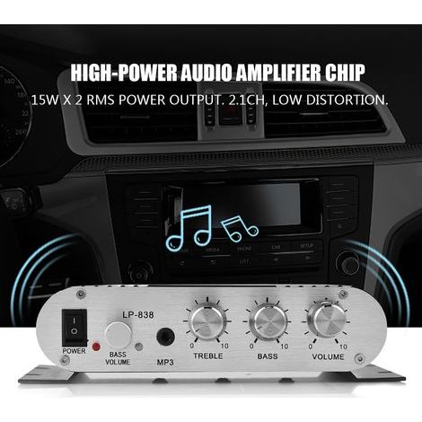 Amplificador de audio digital mini HiFi 2.1 para coche y hogar con graves potentes (1/5)