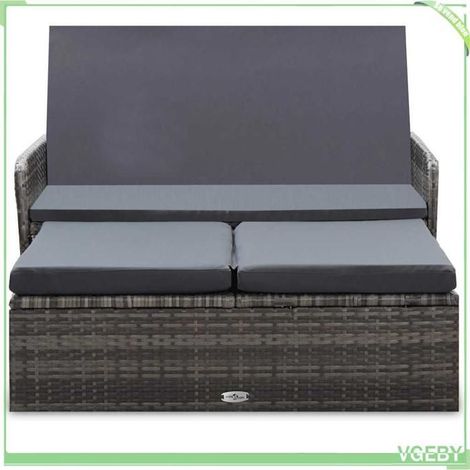Salon de jardin - FAFEICY - 46080 - Résine tressée - Coussins déhoussables - Repose-pied rangement (1/5)