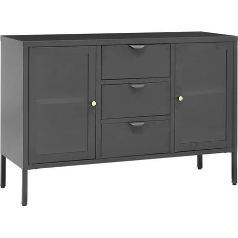 Maison Exclusive - Credenza Antracite 105x35x70 cm in Acciaio e Vetro Temperato (1/5)