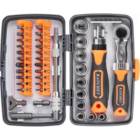 Coffret tournevis et clés à cliquet – Multifonctions et précision – Pour électronique, moto, maison, construction et automobile (1/5)