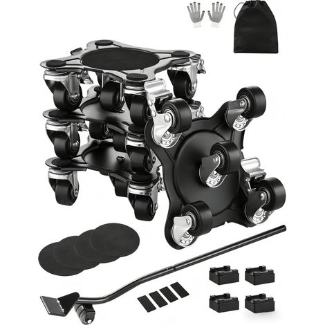 Chariot de Déménagement 4PCS Déplace Meubles Lourds Capacité Charge 544 kg 5 Roues Rotatives 360° Plateau Roulant Manutention Déménageur Acier Carbone pour Meuble Réfrigérateur Canapé Armoire (1/5)