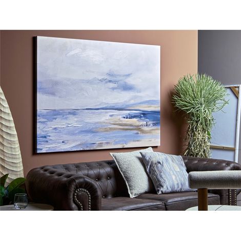 Abstrakte bedruckte Leinwand, Blautöne, 50 % Öl, 120 x 90 cm, 120 x 3 x 90 cm (1/3)