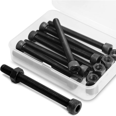 M8 x 100mm 8PCS Vis cylindriques Boulon à tête hexagonale Entièrement Filetée Boulons et écrous en Acier au Carbone 12,9(Noir) (1/5)