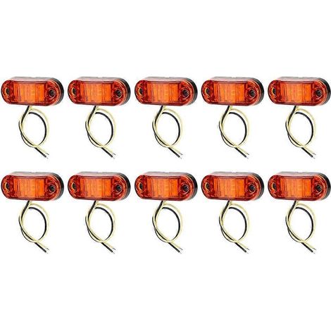 Lot de 10 feux de position latéraux à 2 LED pour voitures, camions et remorques, 10-30 V, jaunes