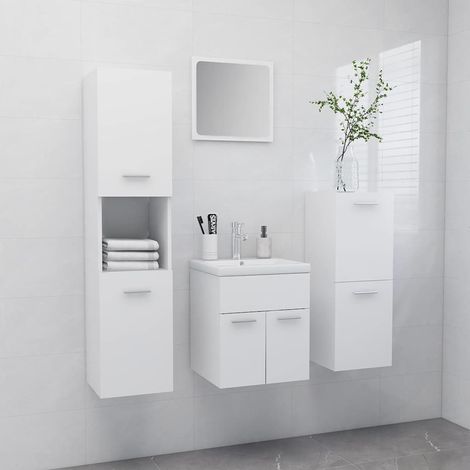 vidaXL Juego de muebles de baño madera de ingeniería blanco (1/5)