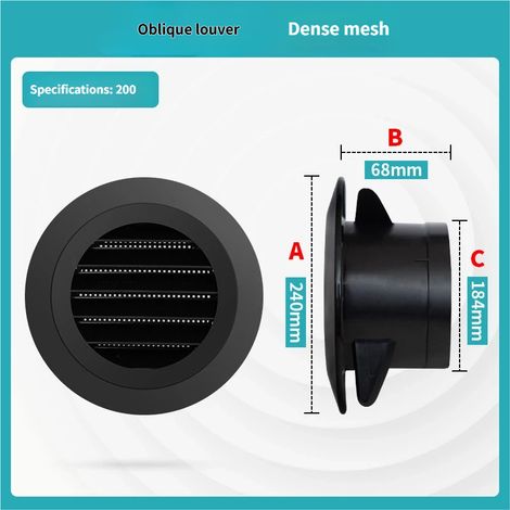Grille de ventilation ronde en ABS de 150 mm avec moustiquaire, adaptée aux entrées et sorties d'air murales et de plafond intérieures et extérieures. (1/5)