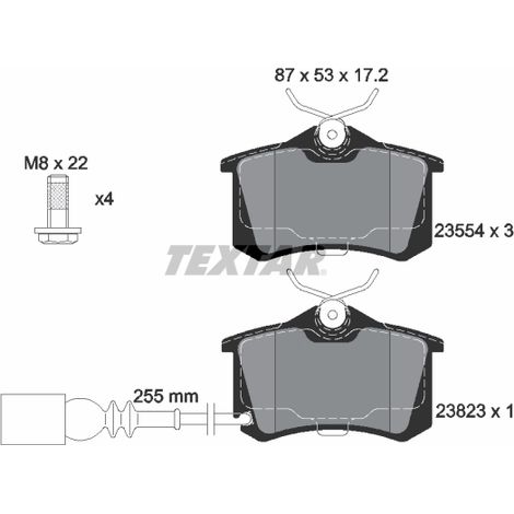 Kit de plaquettes de frein, frein à disque Textar 2382301 SEAT 6Q0698451