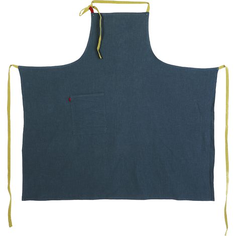 Tablier Cuisine - Mix Lin Coton - Grand Modèle - Bretelles Réglables - Poche Avant - Vert Gris - 1 Pièce (1/5)