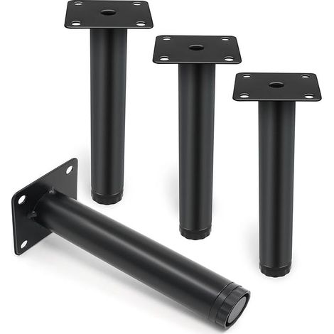 4 Pcs Pieds de Meubles Noir,10cm/15cm Pieds de Support en Fixation en Métal.Pieds de Meuble en Métal,Ronds Métal Acier Canapé Jambe Table Pieds (1/5)