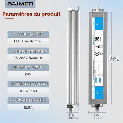 Transformer 220 V 24 V Power Supply Power Supply 300 W DC LED Driver Continuous IP67 Transformer Waterproof Outdoor Adapter 12.5 A Transfo Controller 220 V AC to 24 V DC for LED Strip (1/4)