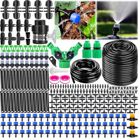 387 Pièces Système d'irrigation Jardin, Kit Arrosage Goutte à Goutte avec 55M +15M Tuyau, Kit d'irrigation Goutte à Goutte Automatique pour Jardin Pelouse Serre Plantes Potager (1/5)