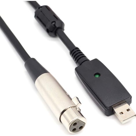 câble USB mâle vers XLR Femelle Convertisseur 3 broches Câble de studio Câble audio Connecteur Cordons Adaptateur pour instruments Enregistrement de chants ou de microphones karaoké (3M) (1/5)