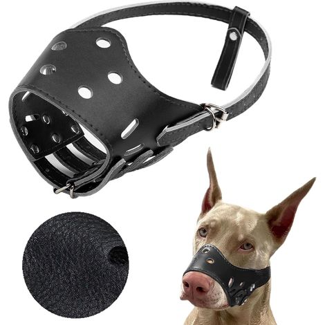 Muselière Chien Souple Réglable, Musoliaire Chien Anti-Morsure, Museliere pour Chiens, Museliere pour Les Chiens de Taille Grande, Moyenne (PU-Noir-XL) (1/5)