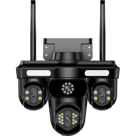 Caméra de surveillance WiFi extérieure 3 lentilles triple écran 2K 3MP, caméra IP étanche IP66 vision nocturne double lumière couleur, intercom audio bidirectionnel, zoom numérique, alerte détection m (1/5)