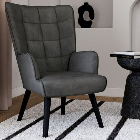 Sillón escandinavo ANIA de terciopelo gris (1/5)