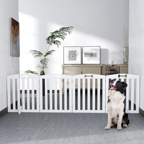 Cancelletto di sicurezza per cani, recinzione pieghevole per cani da 207,5 cm con piedini rimovibili per scale, corridoio, bianco