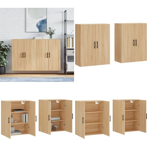 Wandschränke 2 Stk. Sonoma-Eiche 69,5x34x90 cm - Hängeschrank - Sideboard - Regal - Aufbewahrung - Möbel - Home & Living (1/5)