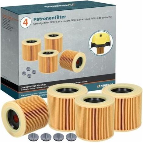 Lot de 4 filtres pour aspirateur Kärcher WD2, WD3, MV3, A, série K, SE 4001, SE 4002, comme filtre à cartouche 6.414-552.0, 6.414-772.0, 6.414-547.0-- (1/4)