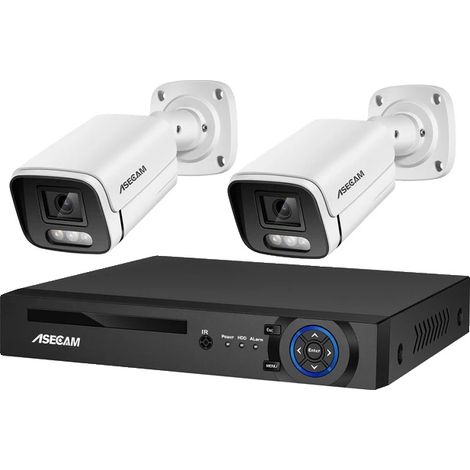 Système de caméra de sécurité, résolution 8MP, détection de mouvement par IA, ensemble de caméras de surveillance vidéo pour extérieur, Aucun, 4CH NVR et 2 Caméra (1/2)