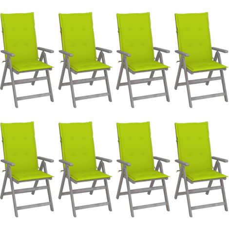 Lot de 8 Chaises inclinables de jardin avec coussins,Fauteuils d'extérieur Gris Acacia -TF84983 (1/5)