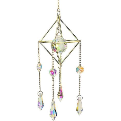 Suspension en cristal attrape-lumière carillon éolien perles de pierre pendentif prisme décoration fenêtre maison (1/5)