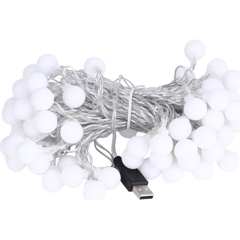 Guirlande lumineuse LED de 10 m (32,8 pi) avec 80 LED, boules rondes, alimentation USB, décoration pour la maison, la chambre ou un mariage (1/5)