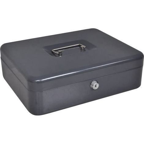 Geldbox mit Schloss Dunkelgrau 30 x 24 x 9 cm Stahl vidaXL (1/5)