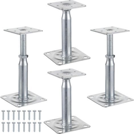 Ensemble de 4 supports de poteaux réglables,galvanisés,hauteur réglable,pour clôtures,abris,carports,pergolas,travaux construction (1/5)