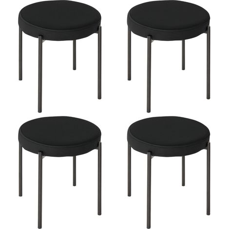 Lot de 4 chaises de salle à manger chaises de cuisine sans dossier siège rembourré pieds métal 41,5 x 41,5 x 46 cm noir
