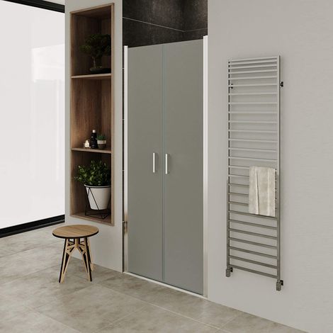 Moments of Glass Mampara de ducha puerta doble abatible, rango de ajuste de 74-77cm, altura: 195 cm, vidrio satinado de seguridad de 6mm - NF (1/5)