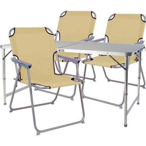 4-teiliges Campingmöbel Set 120x60x58/70cm Beige-DMC330872+3xDPO2600B (1/3)