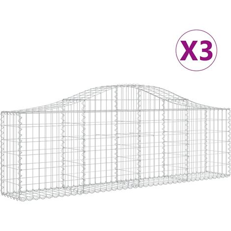 Maison Exclusive - Cesti Gabbioni ad Arco 3 pz 200x30x60/80 cm Ferro Zincato