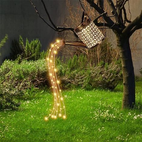 1 arrosoir métal craquelé, éclairage solaire intégré, design rétro, 81 cm, pour jardin et extérieur
