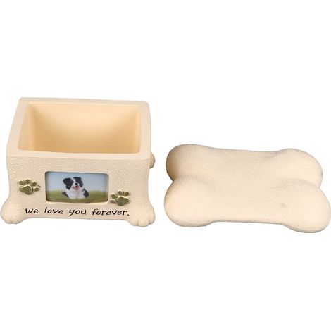 Urnes funéraires pour animaux de compagnie contenant les cendres d'un chien - Boîte à souvenirs pour cendres de chien - Urne pour chien avec présentoir photo pour deux pattes et couvercle en forme d'o (1/5)