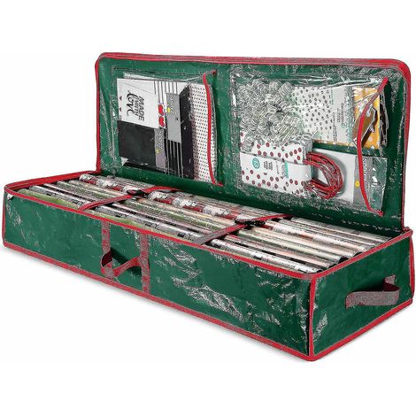 Sac de rangement avec poches intérieures - Convient pour 18 à 24 rouleaux - Organisateur de papier cadeau pour décorations de Noël (1/5)
