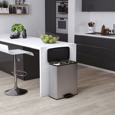 Curver Duo pedale cestino argentato 65 litri