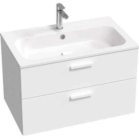 Ravak Chrome II - Meuble pour lavabo, 80x50x49 cm, 2 tiroirs, blanc brillant X000001778