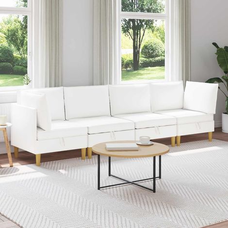 vidaXL Modular Sofa Set mit Stauraum 4 pcs Weiß Stoff (1/5)