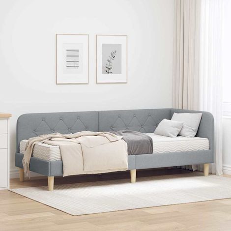 Eckbettgestell Hellgrau 80 x 200 cm Stoff