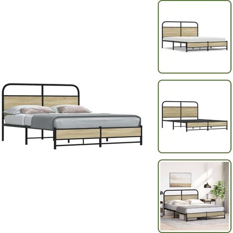 vidaXL Cadre de lit sans matelas 150x200 cm chêne sonoma (1/5)