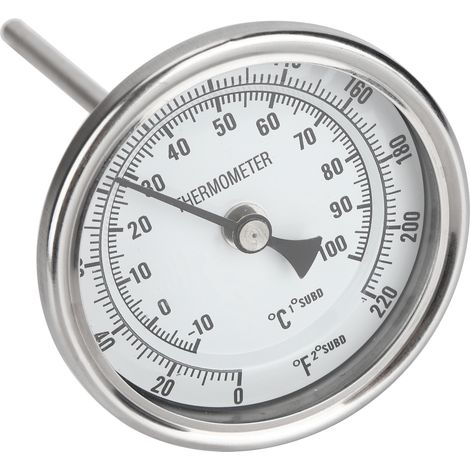 Thermomètre à cadran en acier inoxydable, filetage 1/2 NPT, pour cuve de brassage amateur, 0-220℉ / -10-100℃ (1/5)