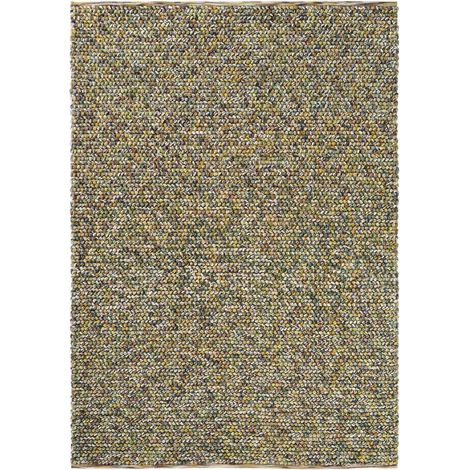 Tapis salon et chambre en laine 200x300 vert et beige rectangle tissé (1/5)