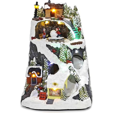 Montagna di Natale Luminosa Musicale con Movimento  Villaggio Natalizio Decorativo con Luci LED Multicolor, Musica e Personaggi Animati – L’Arte del Natale COSEDACASA