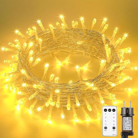 Guirlande Lumineuse Sapin de Noel,10M 100 LED Lumières de Noël Intérieur et Extérieure Électrique avec Télécommande 8 Modes Minuterie Etanche Fil Lumineux Décoration Chambre (Blanc Chaud) (1/5)