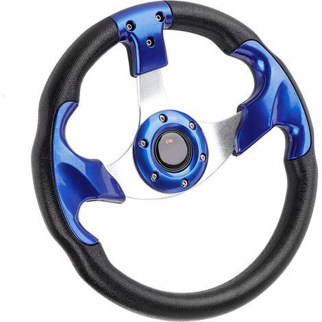 Volant Sport 320mm 13 pouces Cuir PU Universel, Volant de Course Drift Bleu pour Auto, Volant Tuning Performance (1/5)