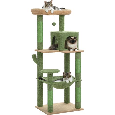 Pawz Road – Arbre à chat en bois 143 cm – Griffoirs sisal – Hamac confortable – Condo moderne pour chats de taille moyenne (1/5)