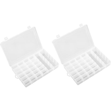 Boîte de rangement pour bijoux 36 alvéoles transparente ABS 2 pièces avec séparateurs amovibles (1/5)