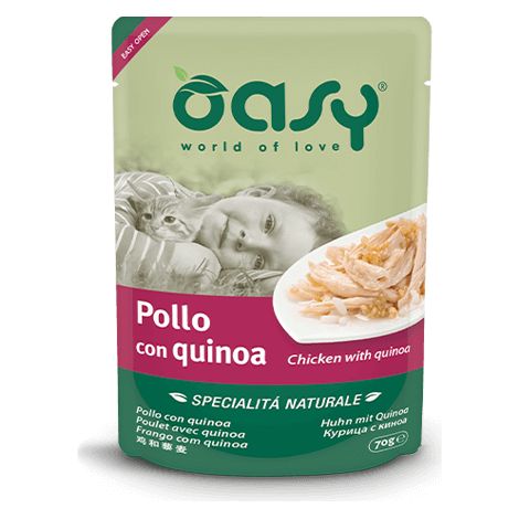 Oasy Cat Natury Soft Jelly Pollo con Quinoa - Bustina 70 Gr - Cibo Umido Gatti